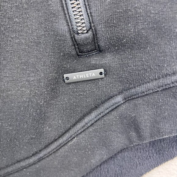 Athleta Asymmetrical Zip Up Hoodie Jacket Womens Size XS Thumb Holes Black - Picture 5 of 8